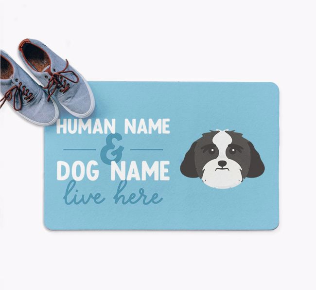 Human & Dog Live Here: Personalized {breedFullName} Doormat